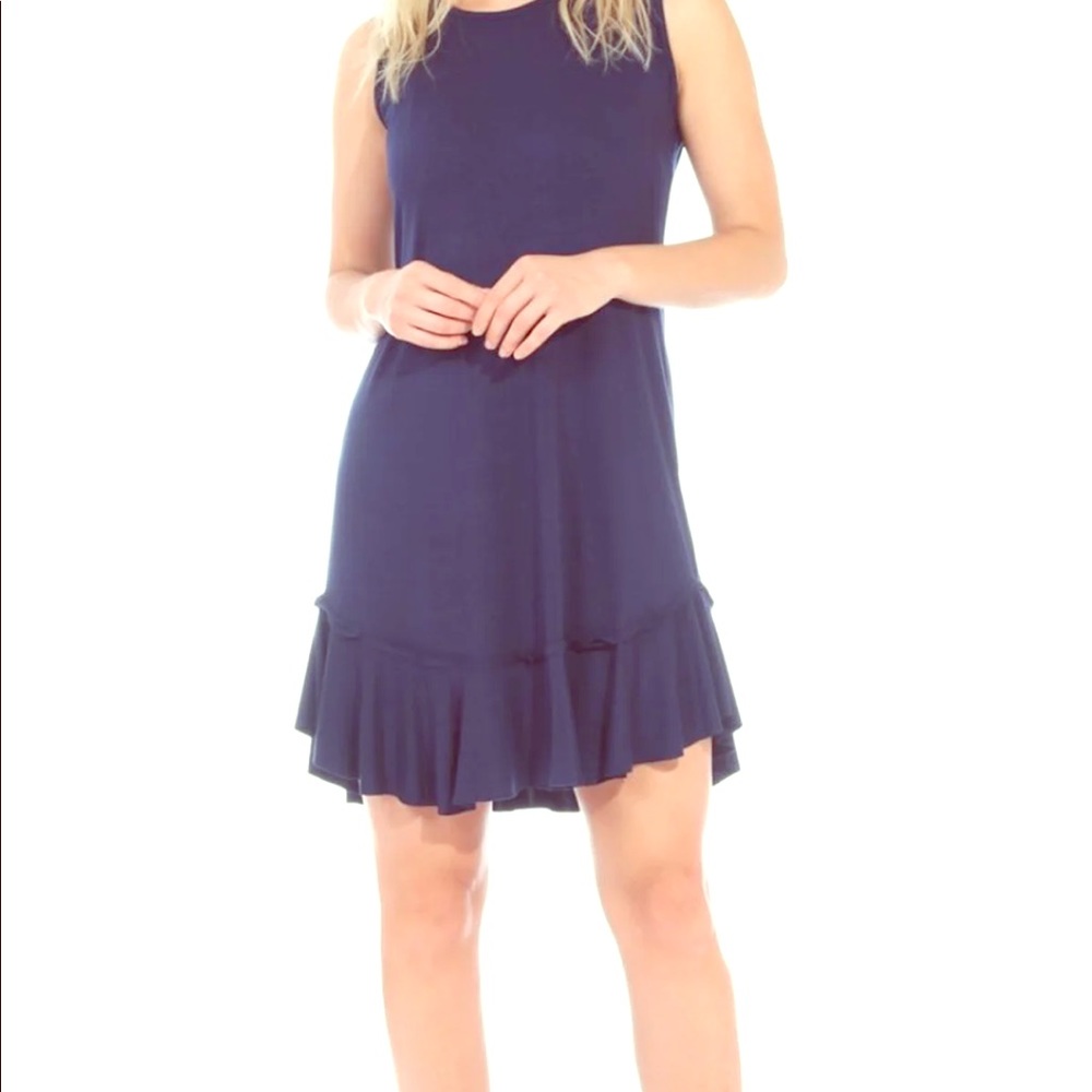 NWT Navy blue ruffle bottom dress L